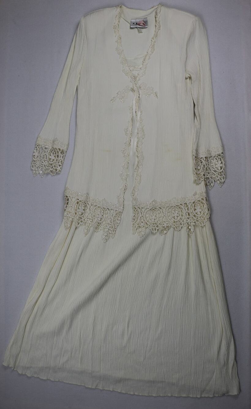Vintage Lace Layered Cream Dress Sz 8 Maxi Cottagecore Coquette